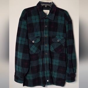 Juneau | Men’s Plaid Fleece Button Down Shacket Size L